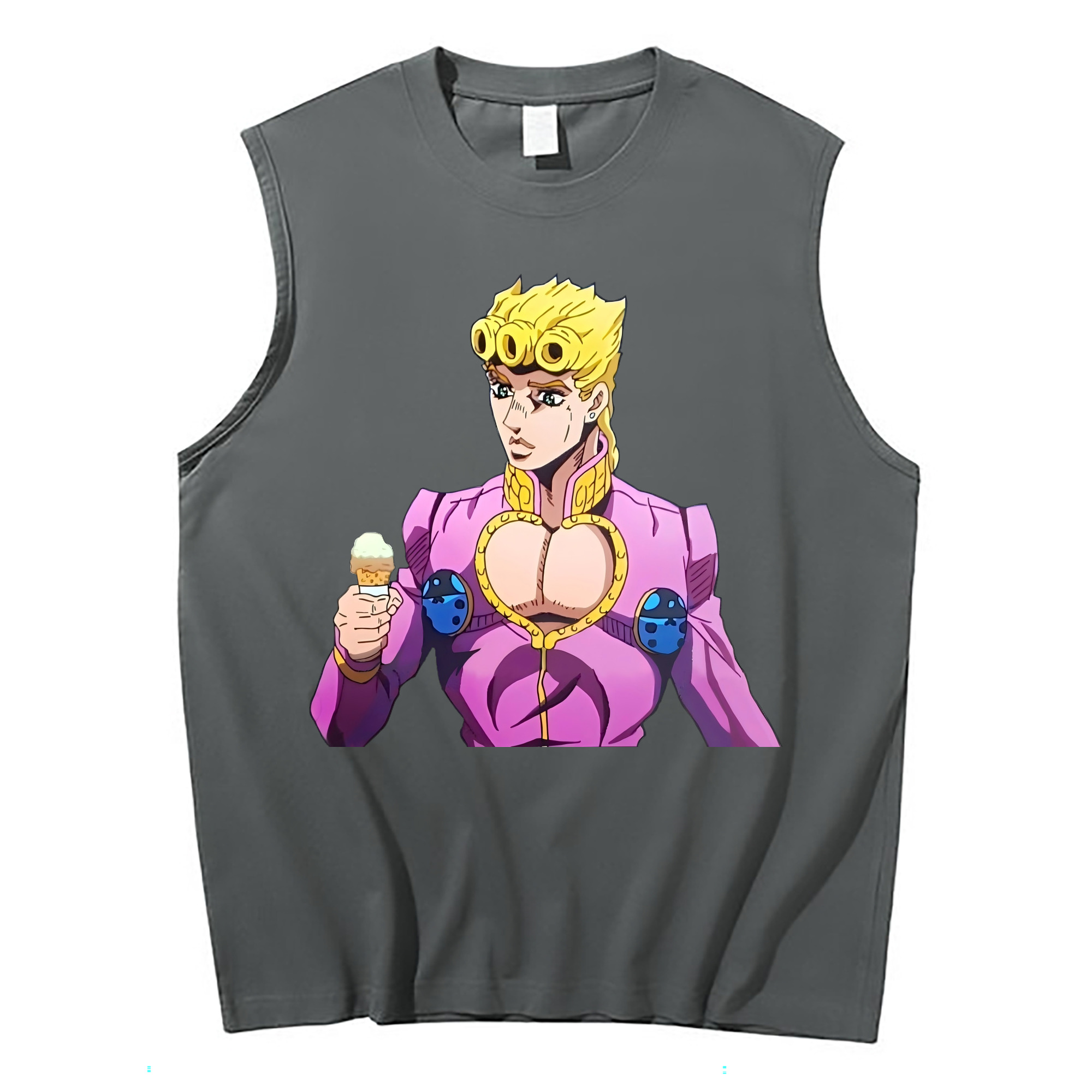 （画像用） ジョジョの奇妙な冒険 ジョルノ?ジョバァーナ JoJo's Bizarre Adventure Giorno Giovanna コットン100％タンクトップ（フロントプリント）